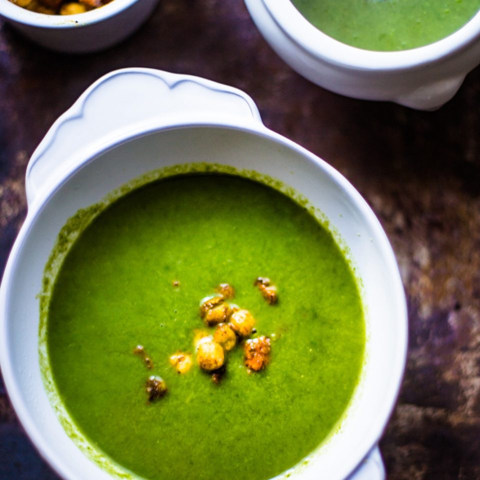 Watercress soup and chickpeas